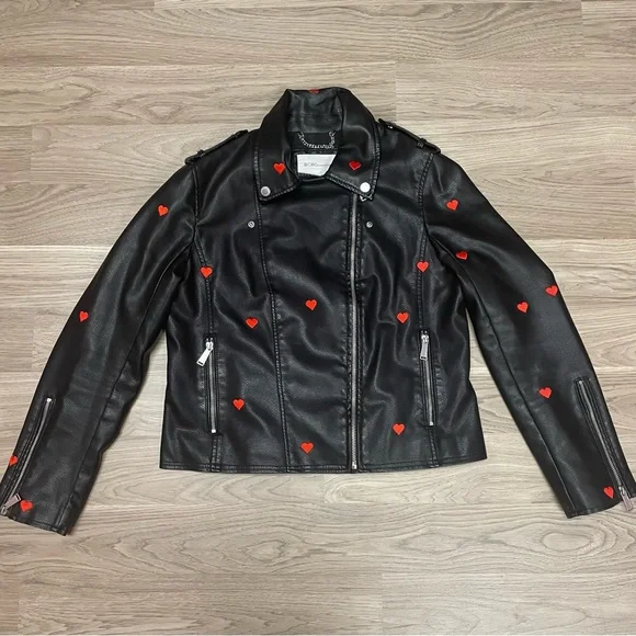 💔 Heart Embroidered Faux Leather Moro Jacket 💔 - Picture 6 of 11